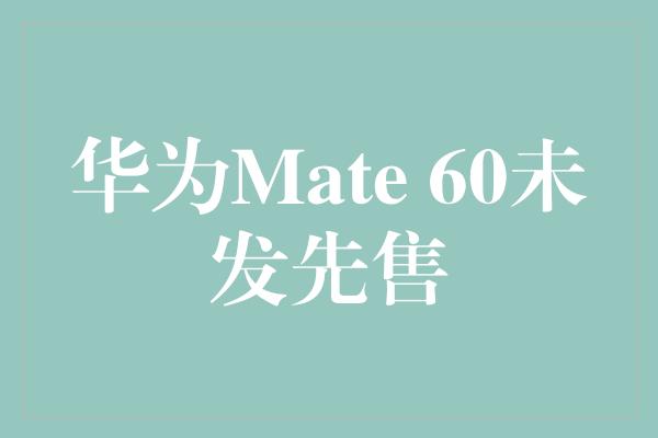 华为Mate 60未发先售