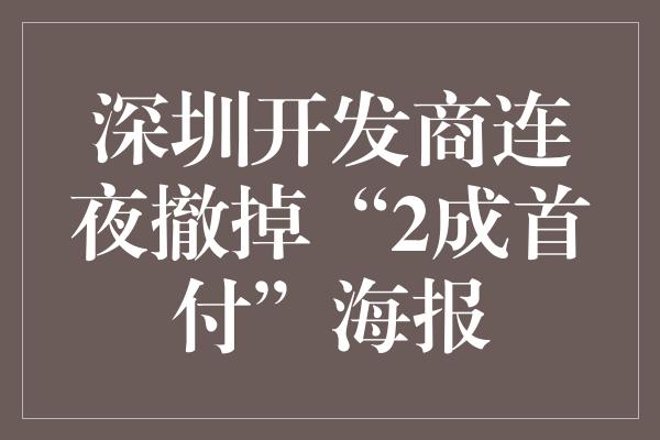 深圳开发商连夜撤掉“2成首付”海报
