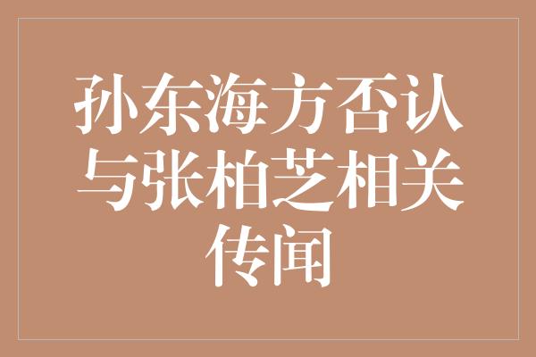孙东海方否认与张柏芝相关传闻