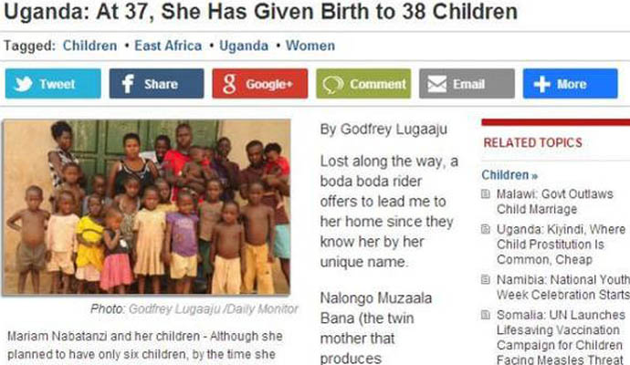 非洲女子生38娃