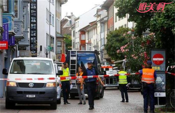 瑞士发生袭击案的现场已拉起警戒线