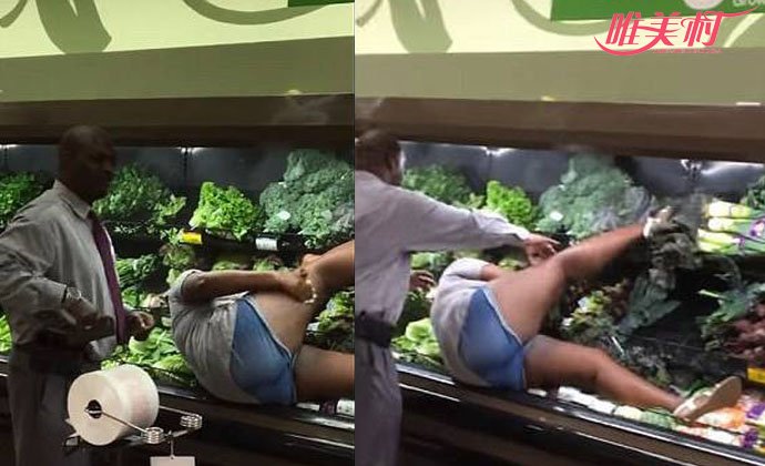 超市女子泡蔬菜浴