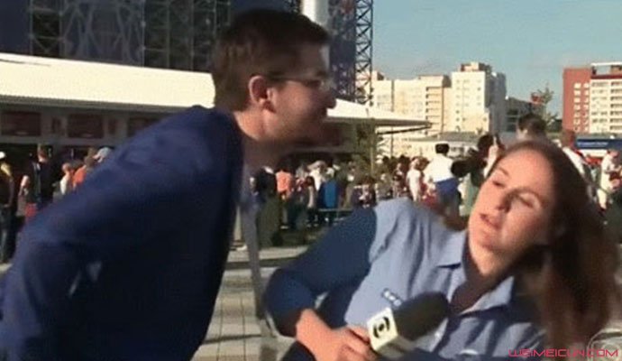 巴西女记者遇强吻