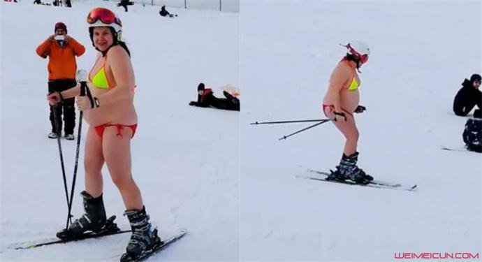 孕妇高山滑雪成网红