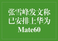 张雪峰发文称已安排上华为Mate60