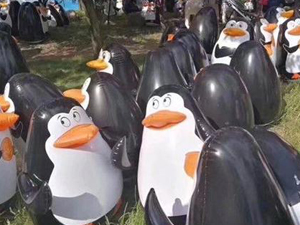 企鹅展用充气玩具充数 一堆“企鹅”令游客